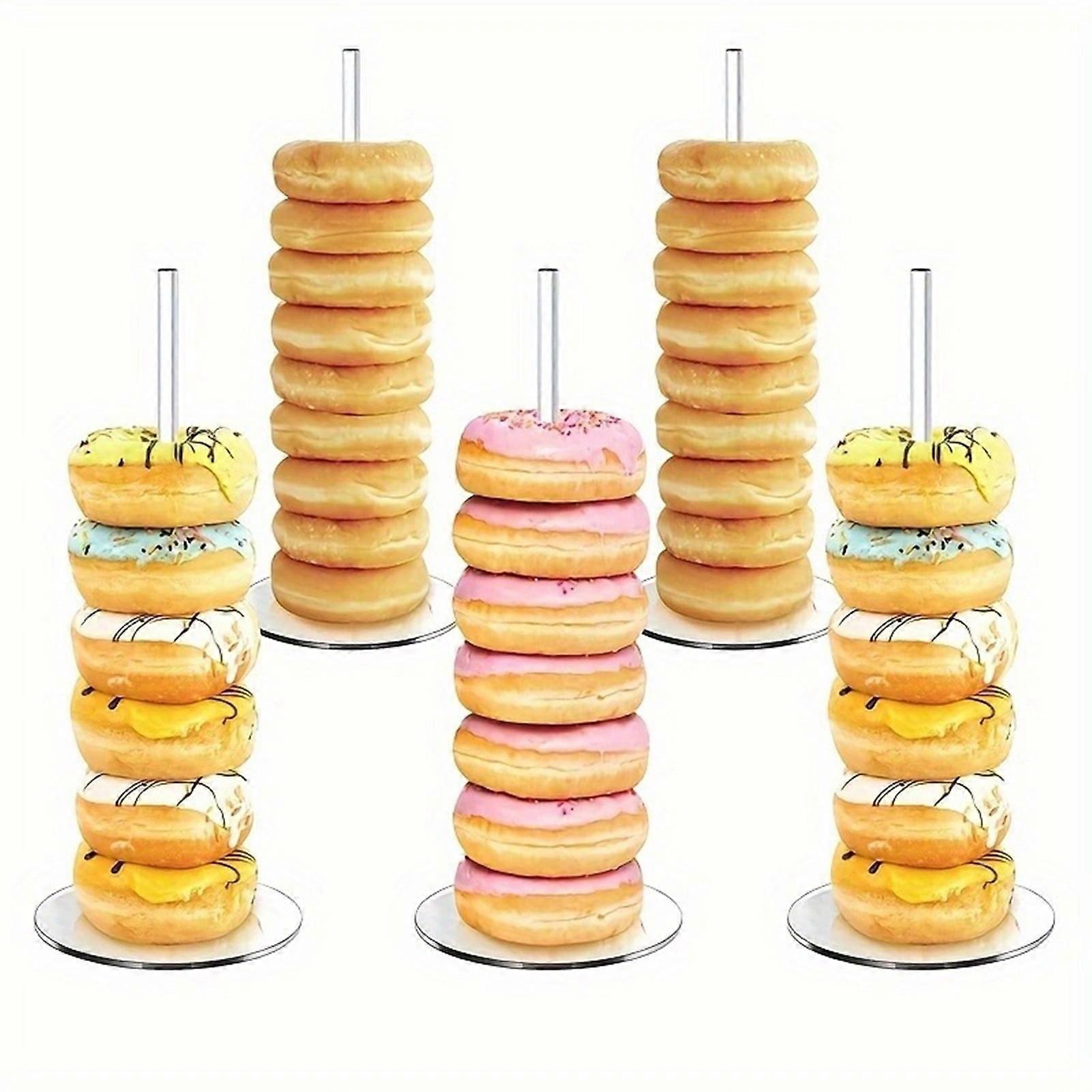 SUSUchens Acrylic Donut Stand Doughnut Holder with Anti Slip Feet Quick Assembly Easy to Donut Display Stand Tower Square 4pcs