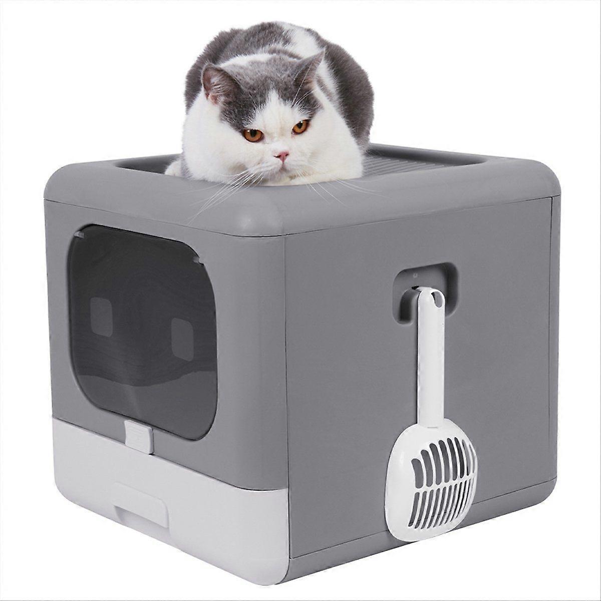 Cat Litter Box Splash-Proof Cat Litter Box Fully Enclosed Double-Entry Cat Toilet Cat Litter Box an