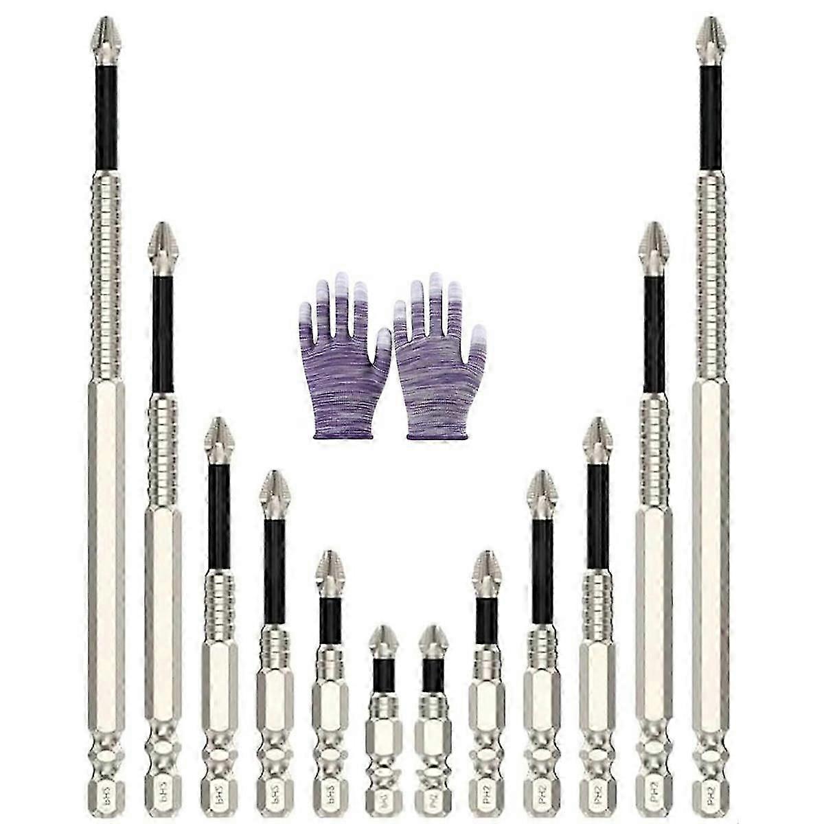 Visulong Drill Bits, Hardpointing Screw Bits, Visulong High-Magnetic Screwdriver Drill Bit Set,Screw