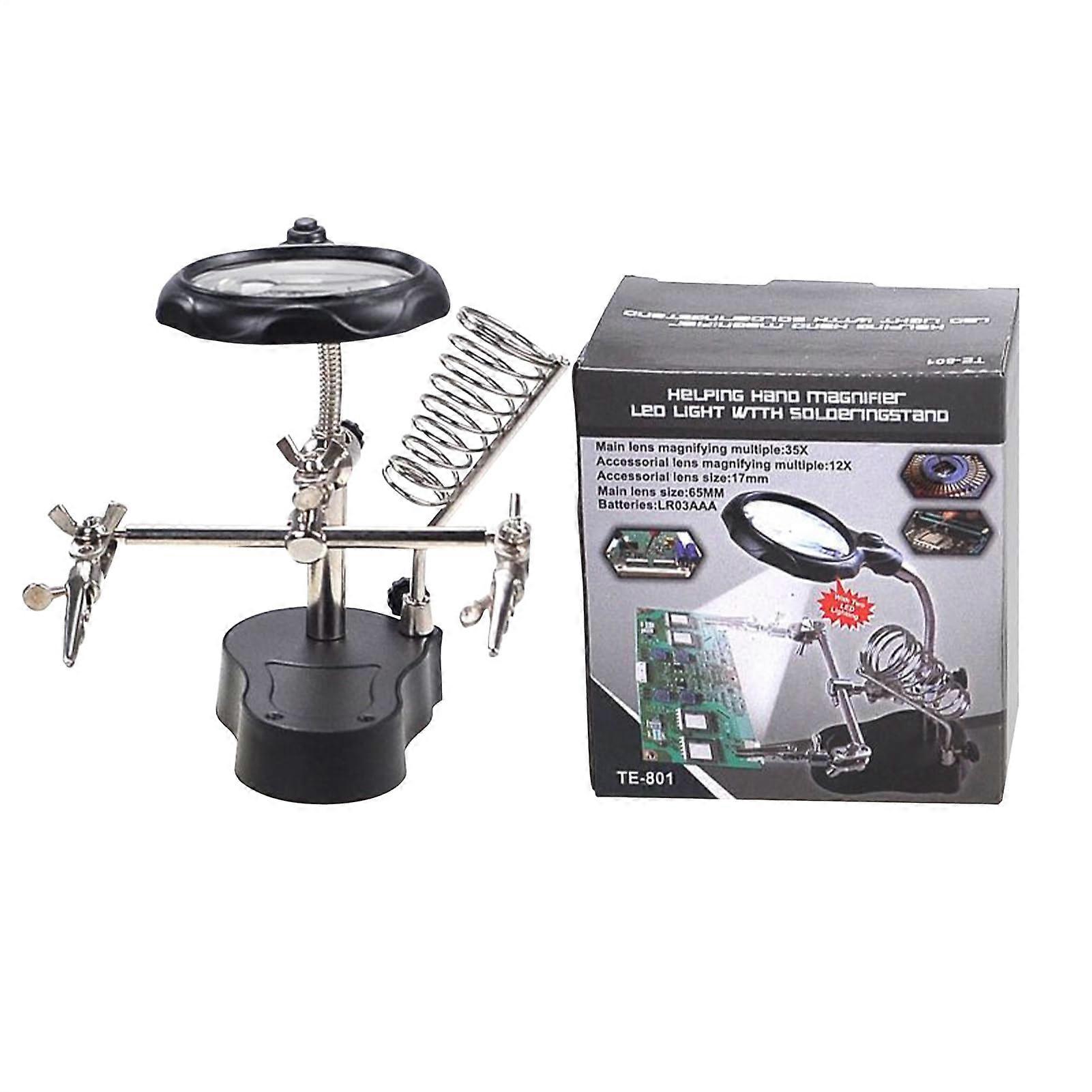 Soldering Hands Magnifier Soldering Station, Adjustable LED Light Tool With Alligator Clips For Circuit Board Assembly