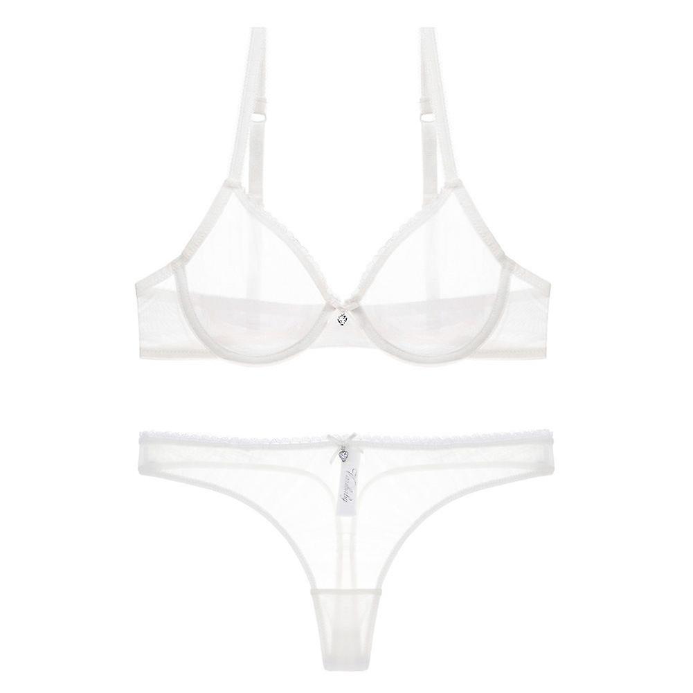 Ultra-thin Cup, Mesh Lace Underwear, Unlined Bra Panties Set