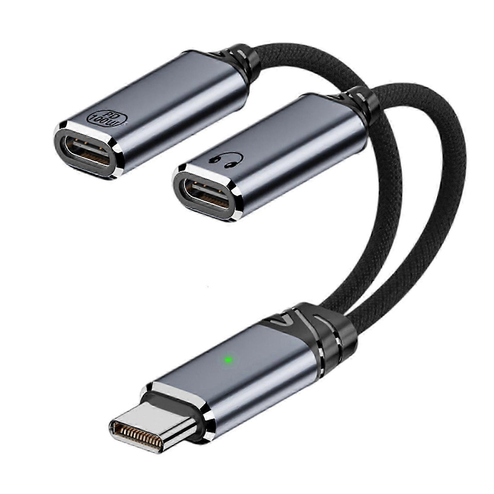 USB C OTG Cable Adapter with Power Supply Type C to USB OTG + 100W Fast Charging Cable 2 in 1 USB C Splitter Charging White