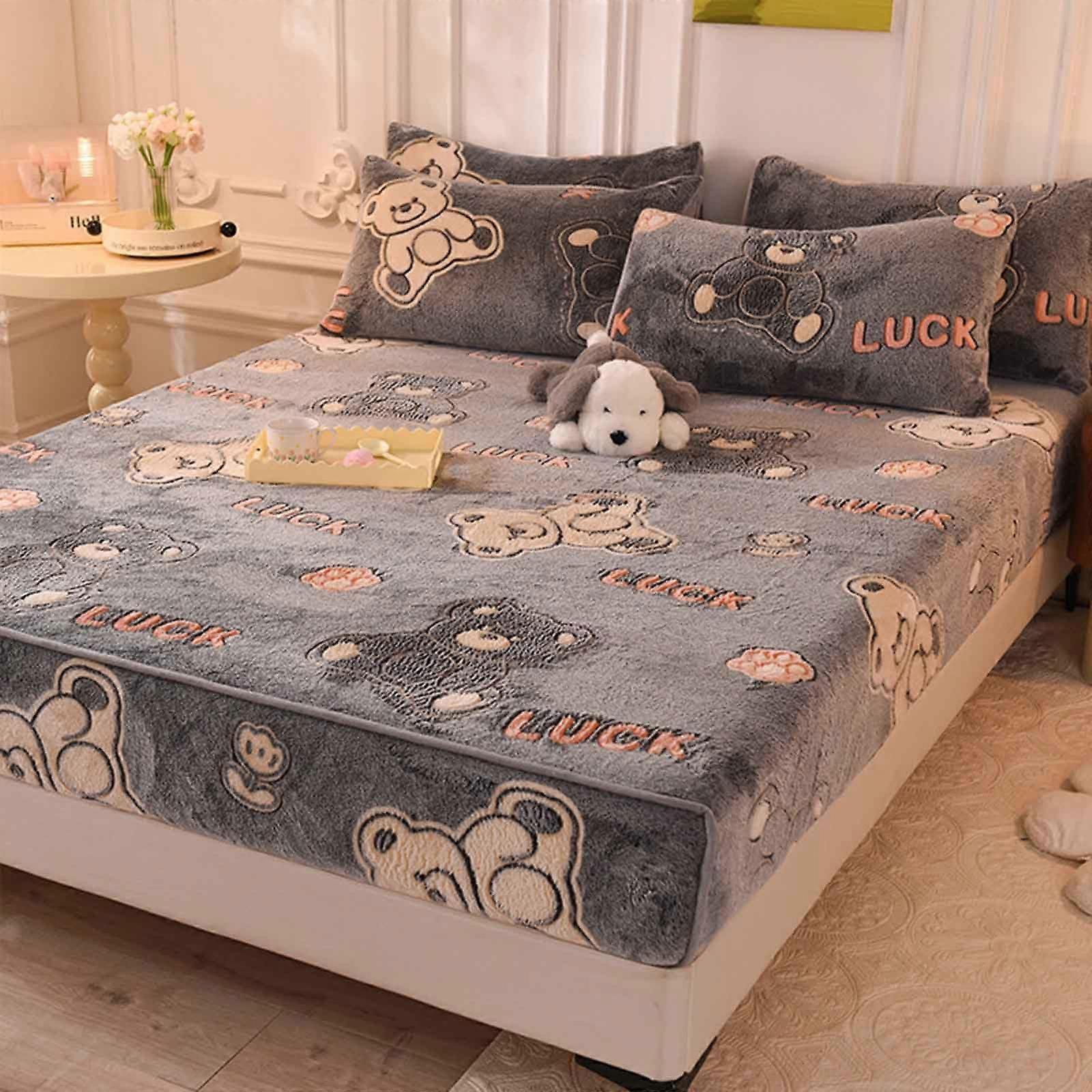 Deep Mattress Fitted Sheet Deep Pocket 90x200cm Elasticated Edges Thermal Warm Plush Bedsheet Model 17