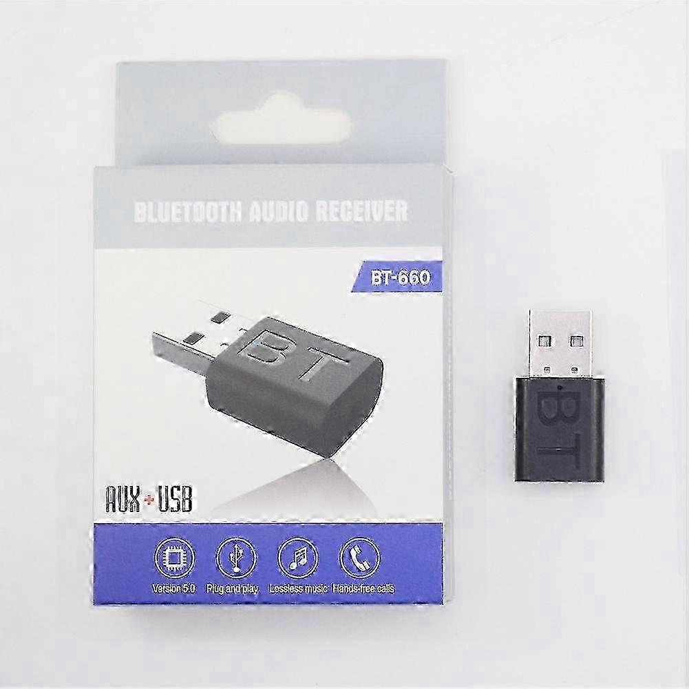 Car Bluetooth Receiver Bluetooth 5.0 Auto Audio Receiver USB AUX Adapter