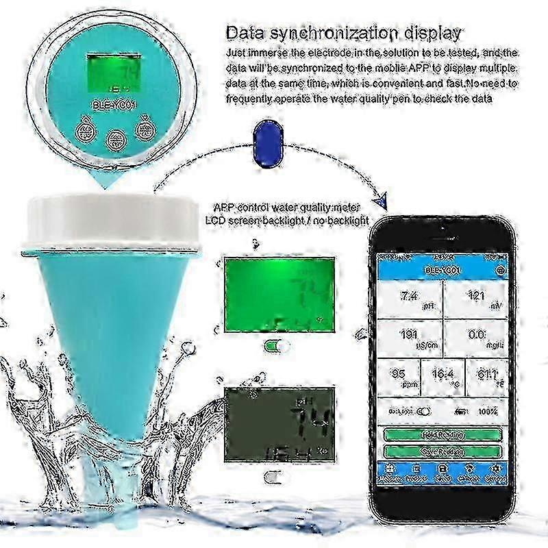 6 In1 Detector Online Bluetooth Chlorine Meter Ph Meter Powered Tool For S