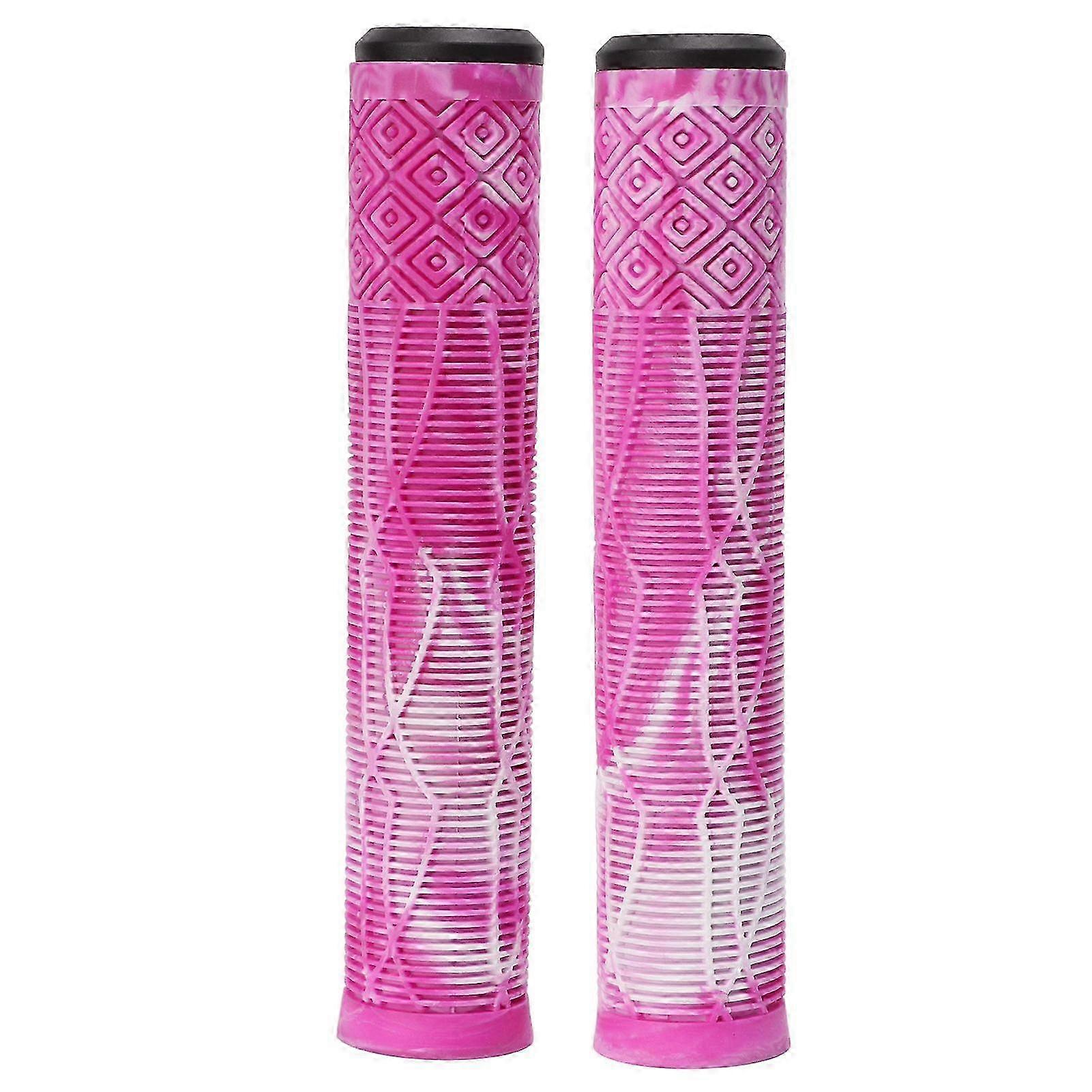 MTB Bicycle Grip 22.2mm TPE Rubber Handlebar Cover Soft Antislip Handle Grip with Lock Bar EndPink Purple White