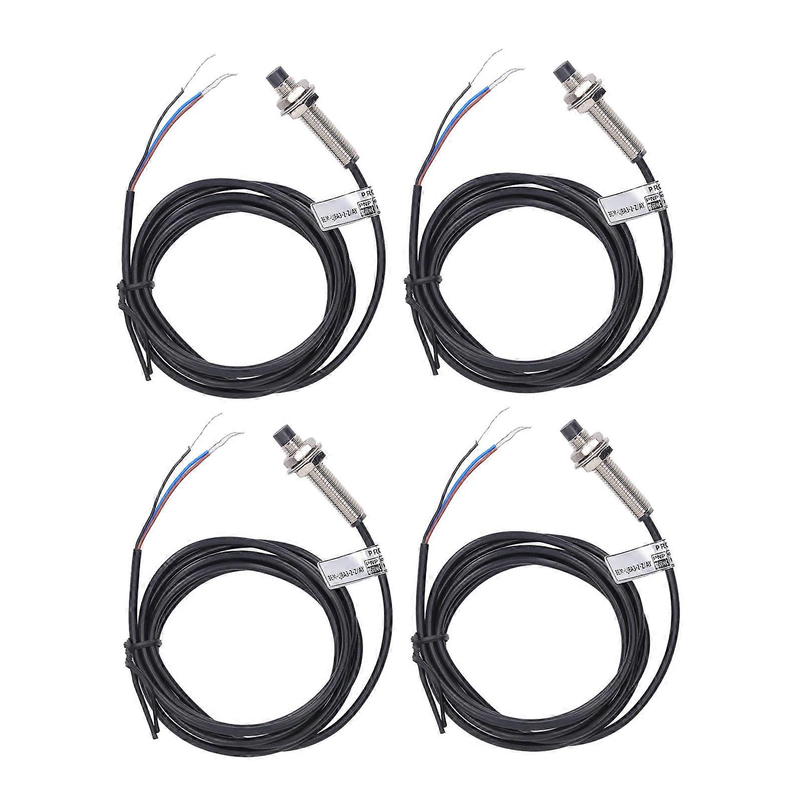 4 Set Proximity Switch 8mm Dia PNP 3 Wire Normally Closed NC Contact Inductive Proximity Sensoring Switch 6 to 36VDC