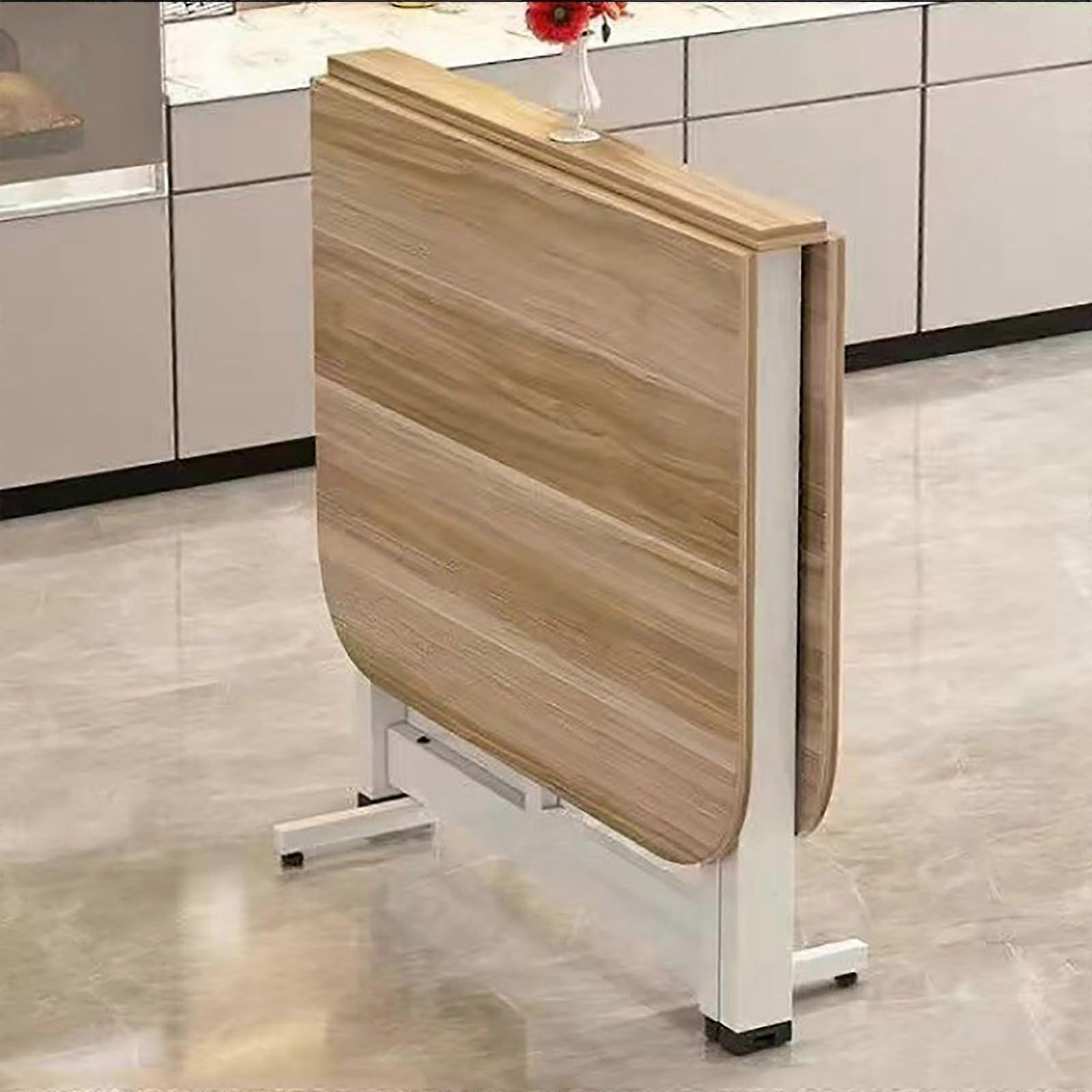 Small Dining Table Extendable DropLeaf Folding Wooden Table SpaceSaving Multifunction Kitchen Shelf 120cm White Finish