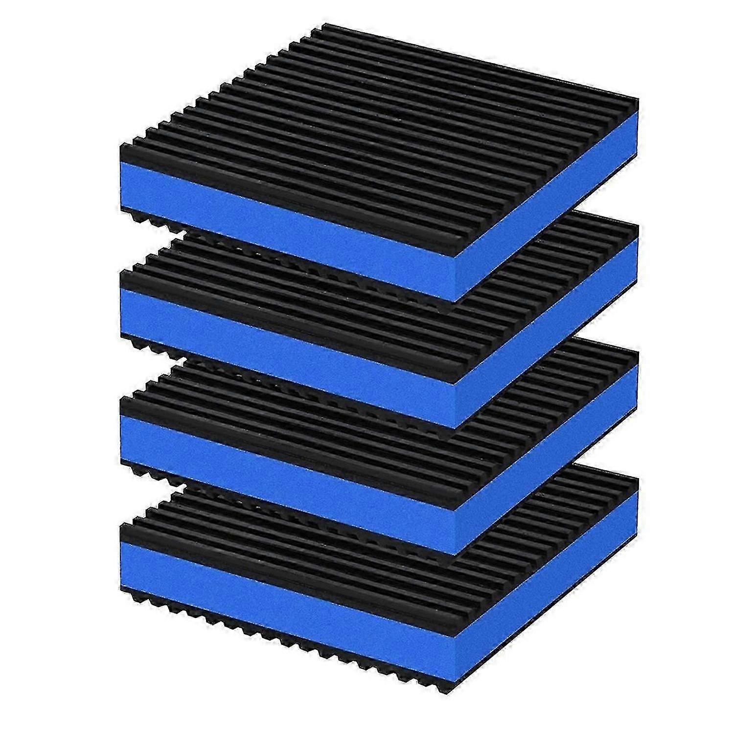 4Pcs Anti Vibration Pads 4x4x7/8Inch Sound Isolation Ribbed Rubber Mats with EVA Center, Vibration I Edition 1107