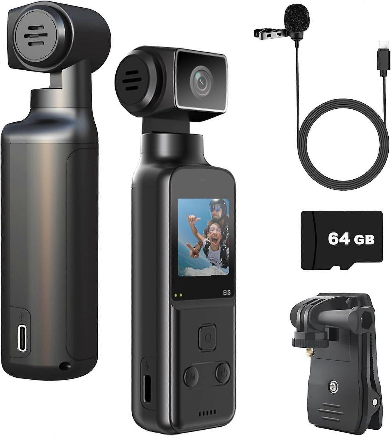 4K Body Camera with External Microphone, Mini Video & Audio Pocket Cam 270