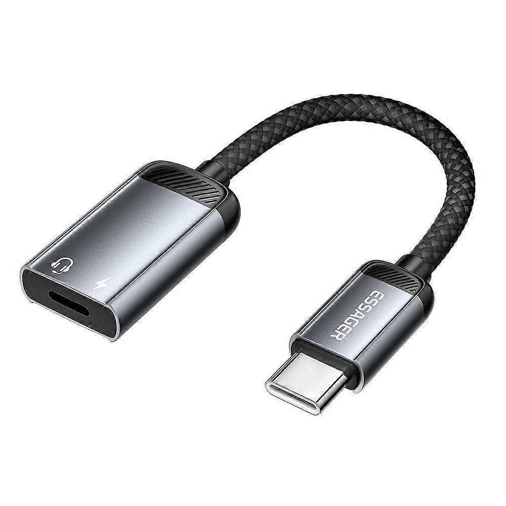 ESSAGER 15cm 2 in 1 Audio Adapter iP Female to Type-C Male Charging Audio DAC Digital Decoding