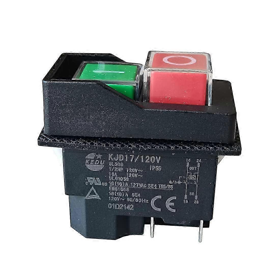 KJD17 120V 4Pin Push Button Electromagnetic Switch 16A with Power-Off Undervoltage Protection IP55 CE Certified