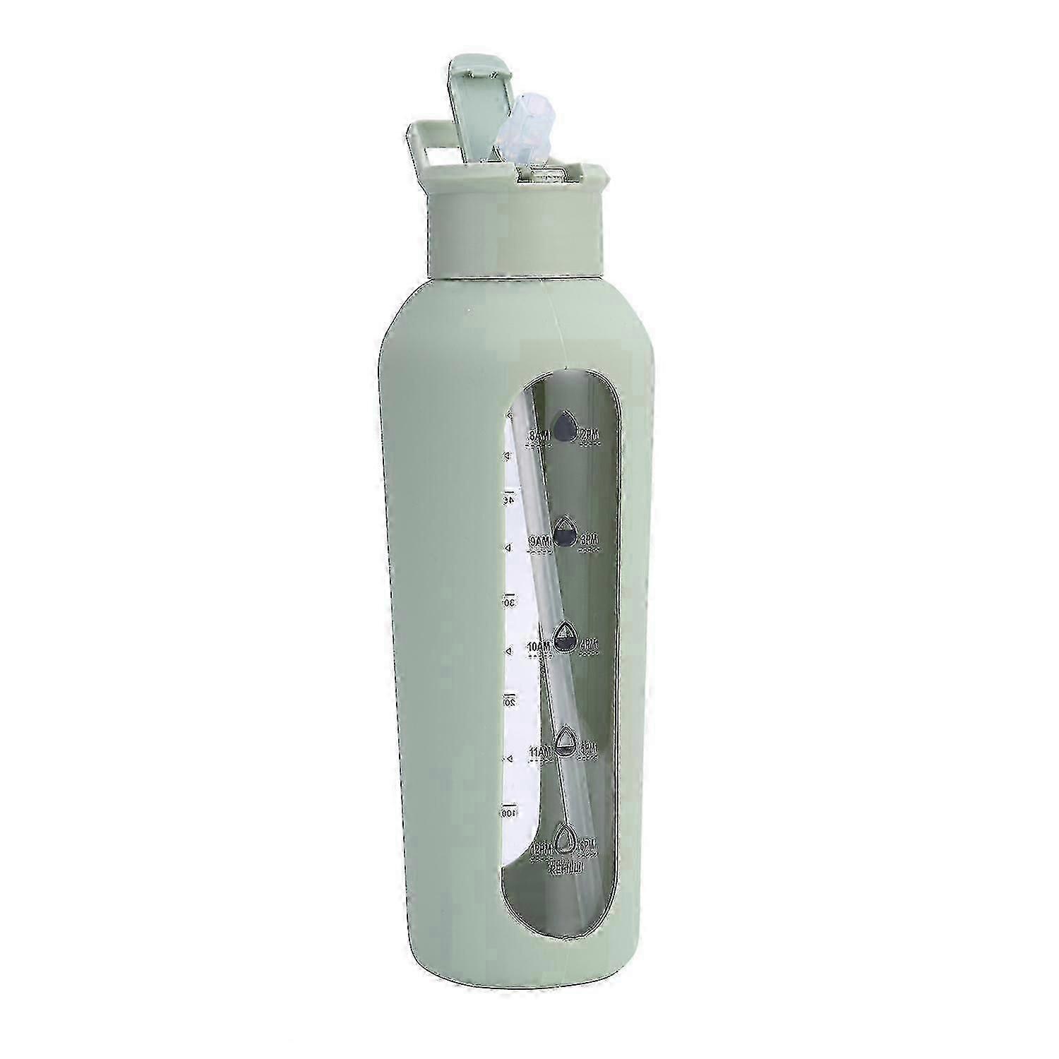 Glass Water Bottle With Straw And Handle Lid