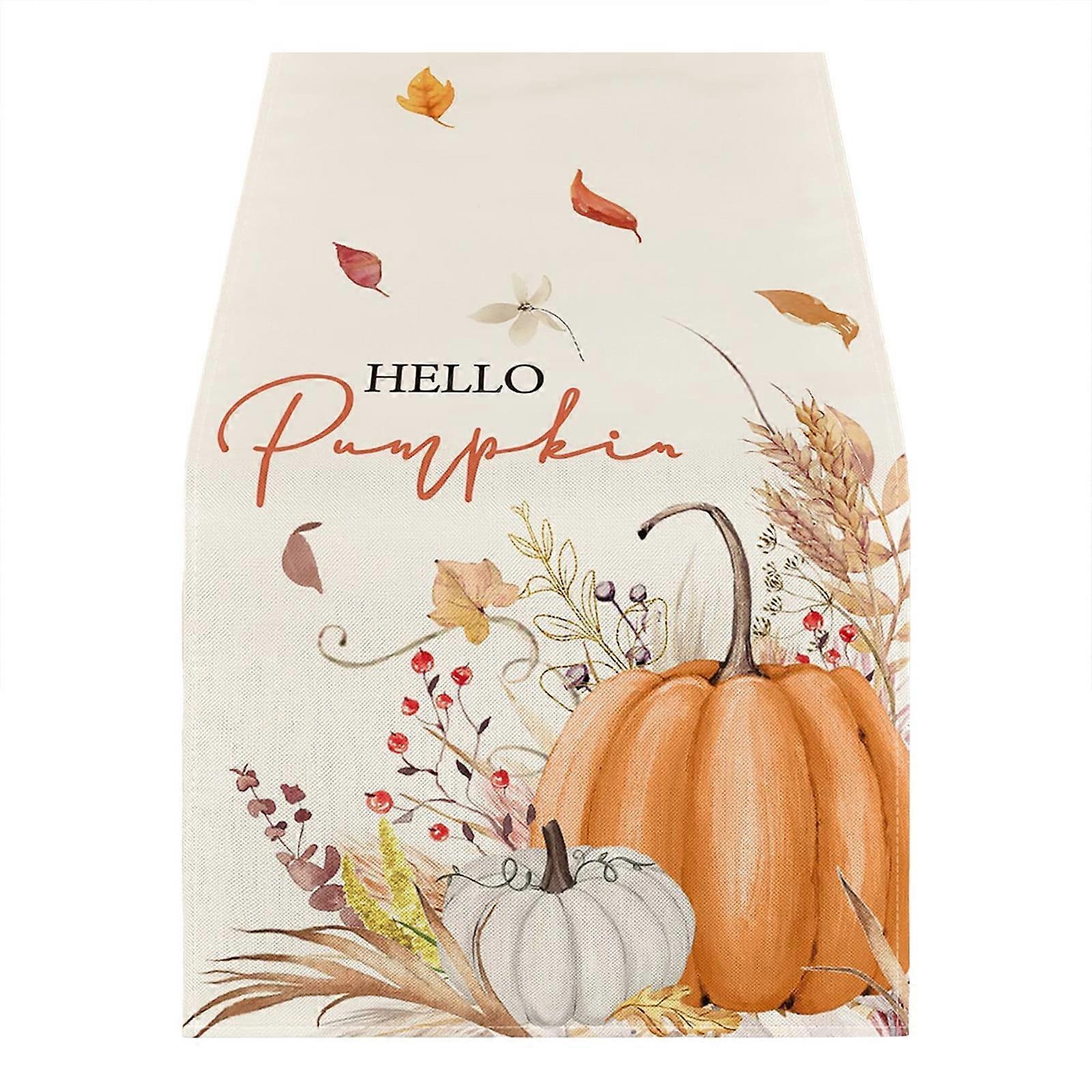 Yakbaofuo Decorative Table Banner Autumn Pumpkin Maple Leaf Linen Table Flag Table Tea Table Fireplace TV Cabinet Tablecloth