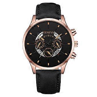 Three-Eye Men's Watch  Leather Strap  Business Fashion Calendar Quartz Men's Watch
