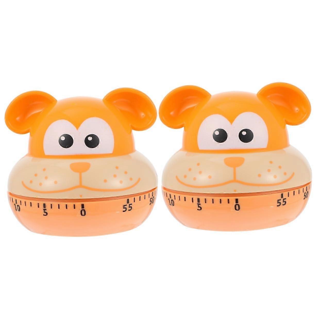 2 Pack Kitchen Timer Cute Cartoon Dog Design Mechanical Countdown Alarm for Cooking and Baking