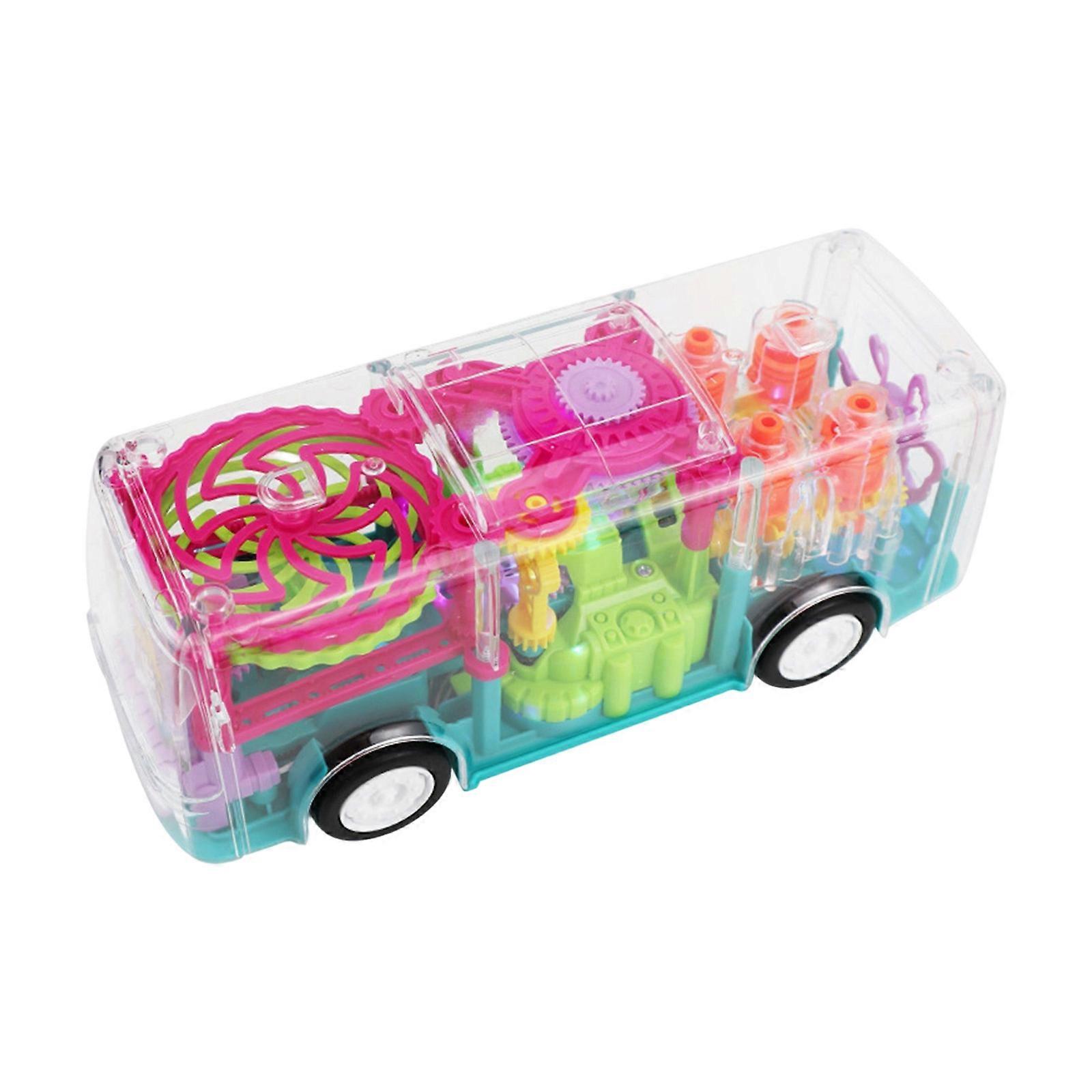 Interaction Learning Toy Gear Bus With Multidirectional Motion Music Colorful Light For Toddler Hand Skill Development Multicolor