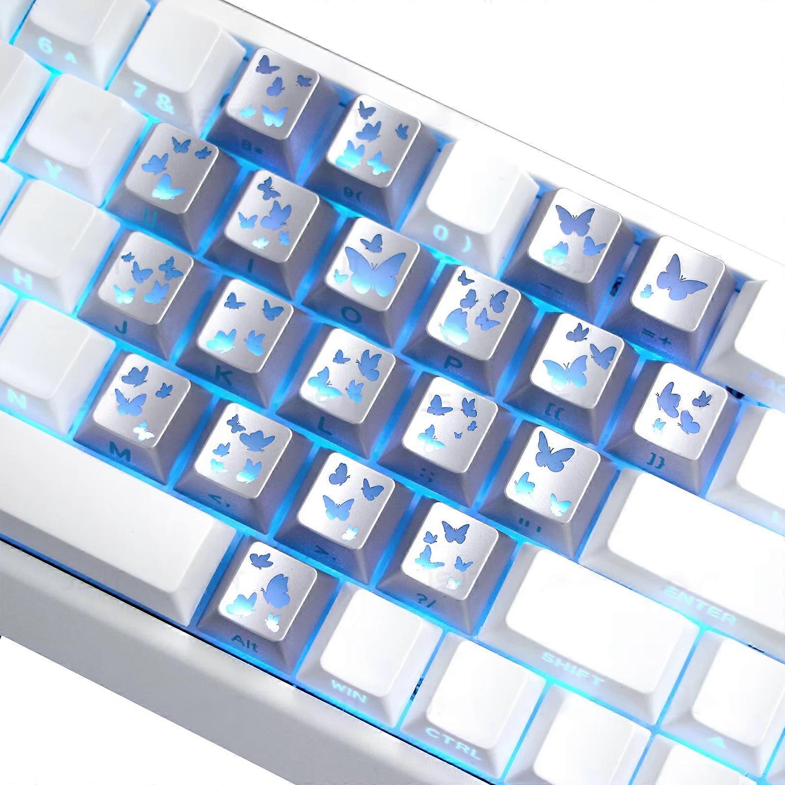 Against Fade Semitransparent Keycaps With Light Incised Butterfly Theme Game And Night Productivity Multicolor