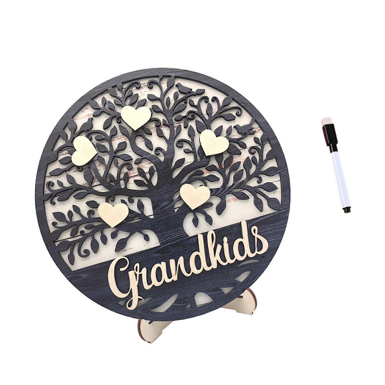 Mothers Day Gift Wood Tree Plate Heart Sign Name Display Sculpture Home Decorations Unique Gift for Family Grandparents Multicolor