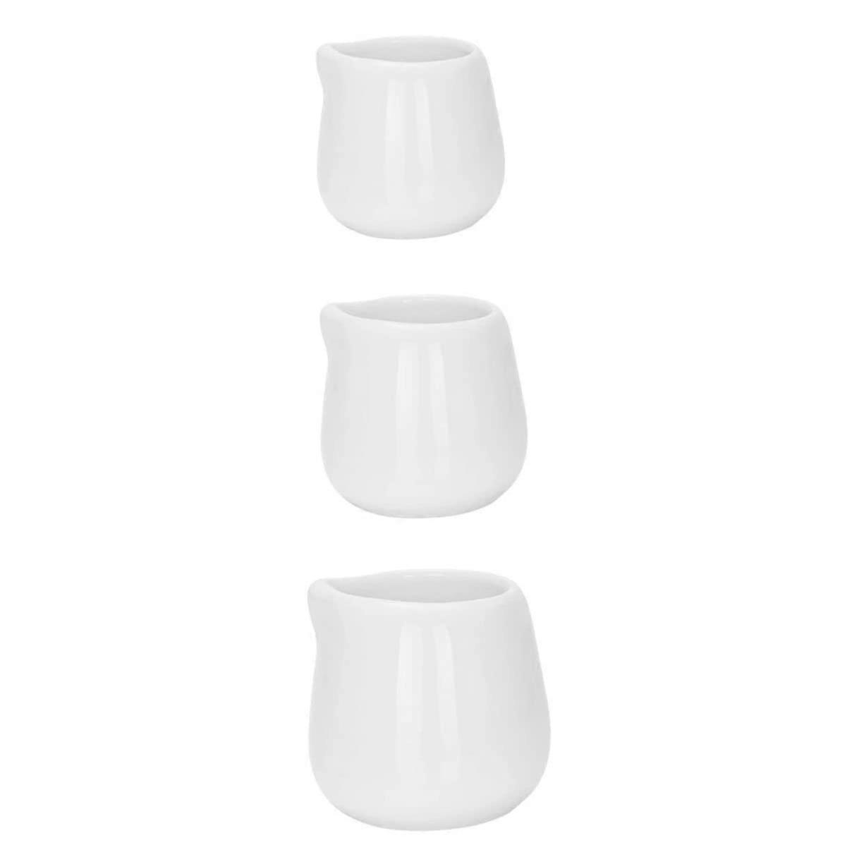 3pcs Ceramic Milk Jug Set with Handle for Milk Honey Jam Serving and Kitchen Storage