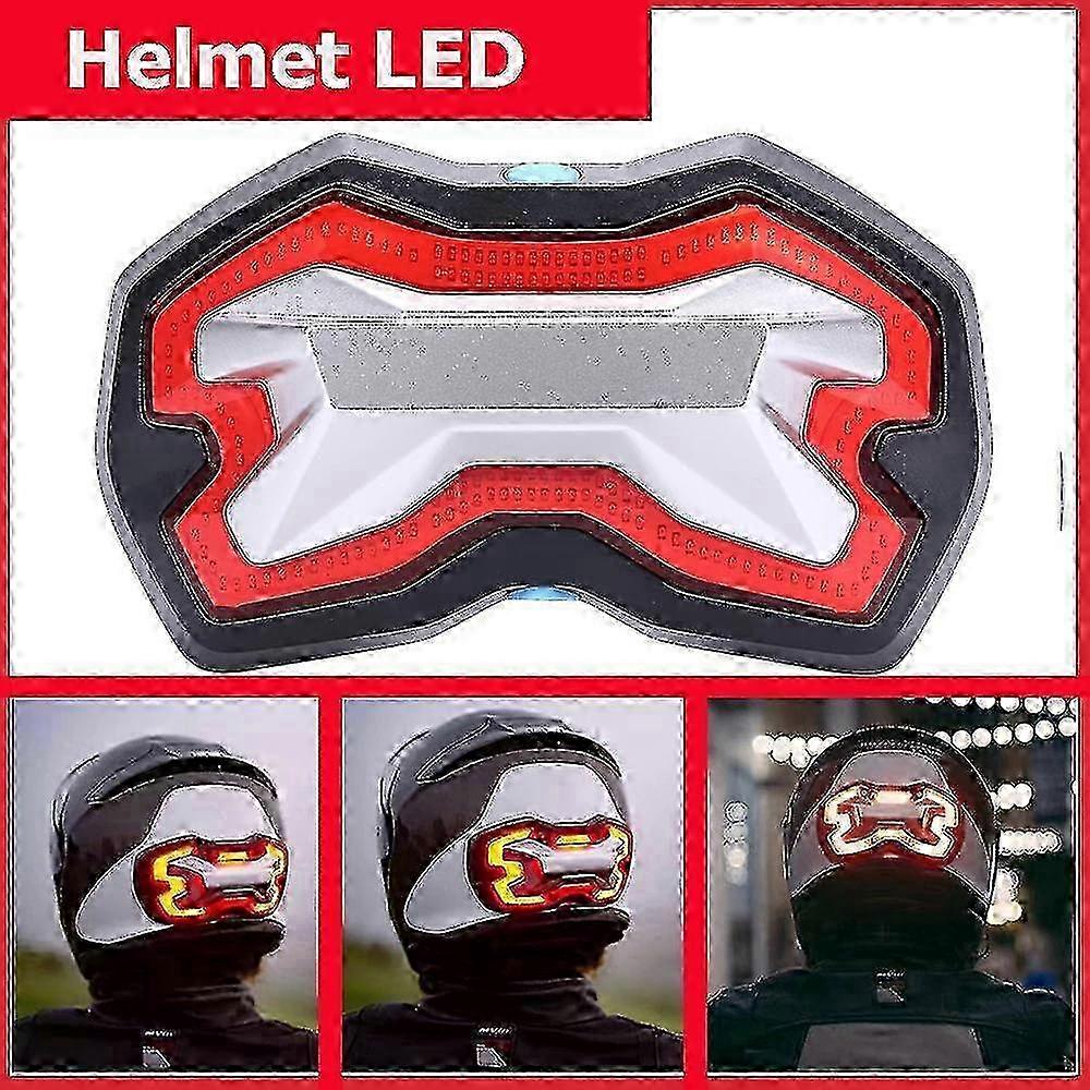 Led Light Lamp For Motorcycle Helmet With Turn Signals /brake Light/warning Light/six Flash Modes/wireless Transmitter Box