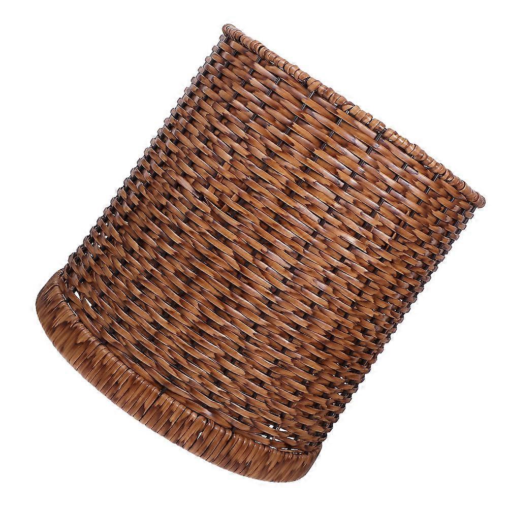 Retro Woven Trash Can Elegant Waste Basket Designed for Home Use 12L