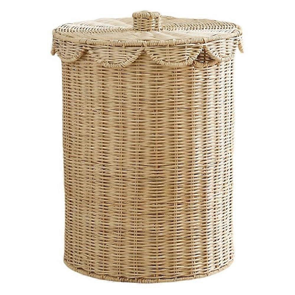 Rattan Laundry Basket with Lid, Handmade Woven Hamper for Clothes, Blankets and Storage