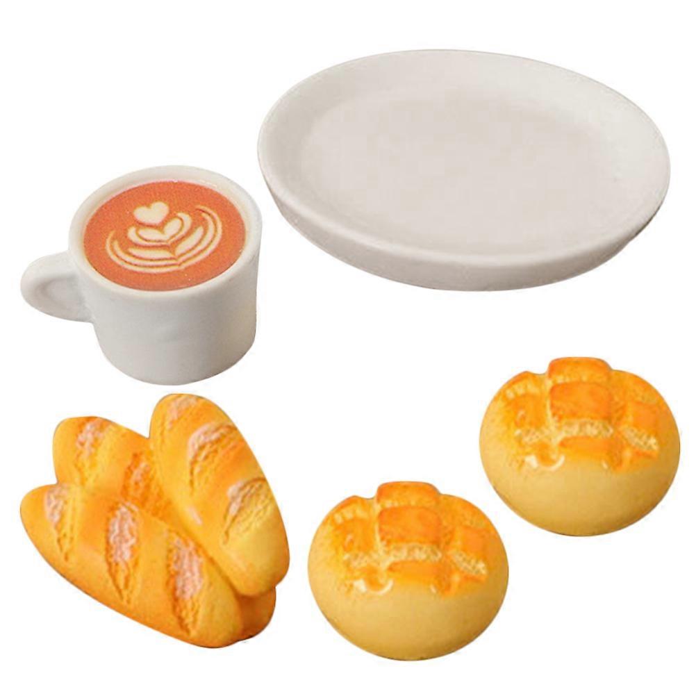Miniature Bakery Food Toy Set for Decor 1Set Assorted Color Resin Figures