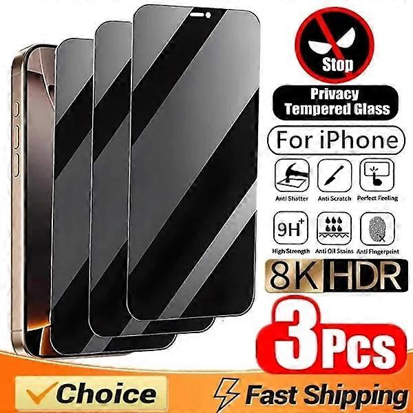 3-Pack Privacy Screen Protector for compatible with iPhone 16 15 14 13 12 11 XR X XS MAX 7 8 Plus Pro Max Mini Anti-Spy Glass