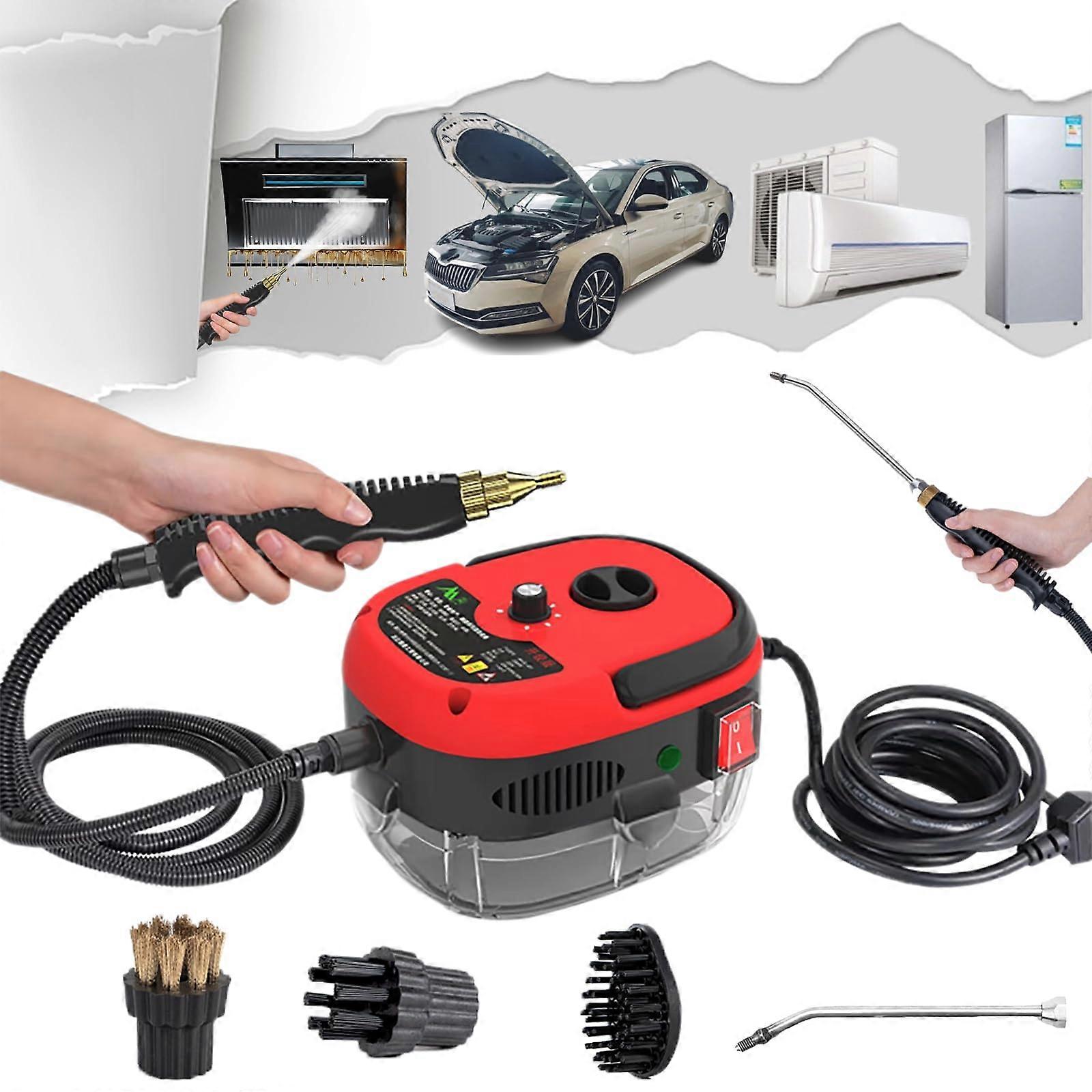 Car Steam Cleaner 2500W  Temp Handheld Steamer with 6 Speeds for Car Detailing and Home Use Red