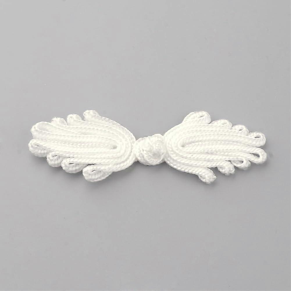 38 Pairs Handmade Chinese Frogs Knots Buttons Sets Polyester Button Palm White 76x23x4mm