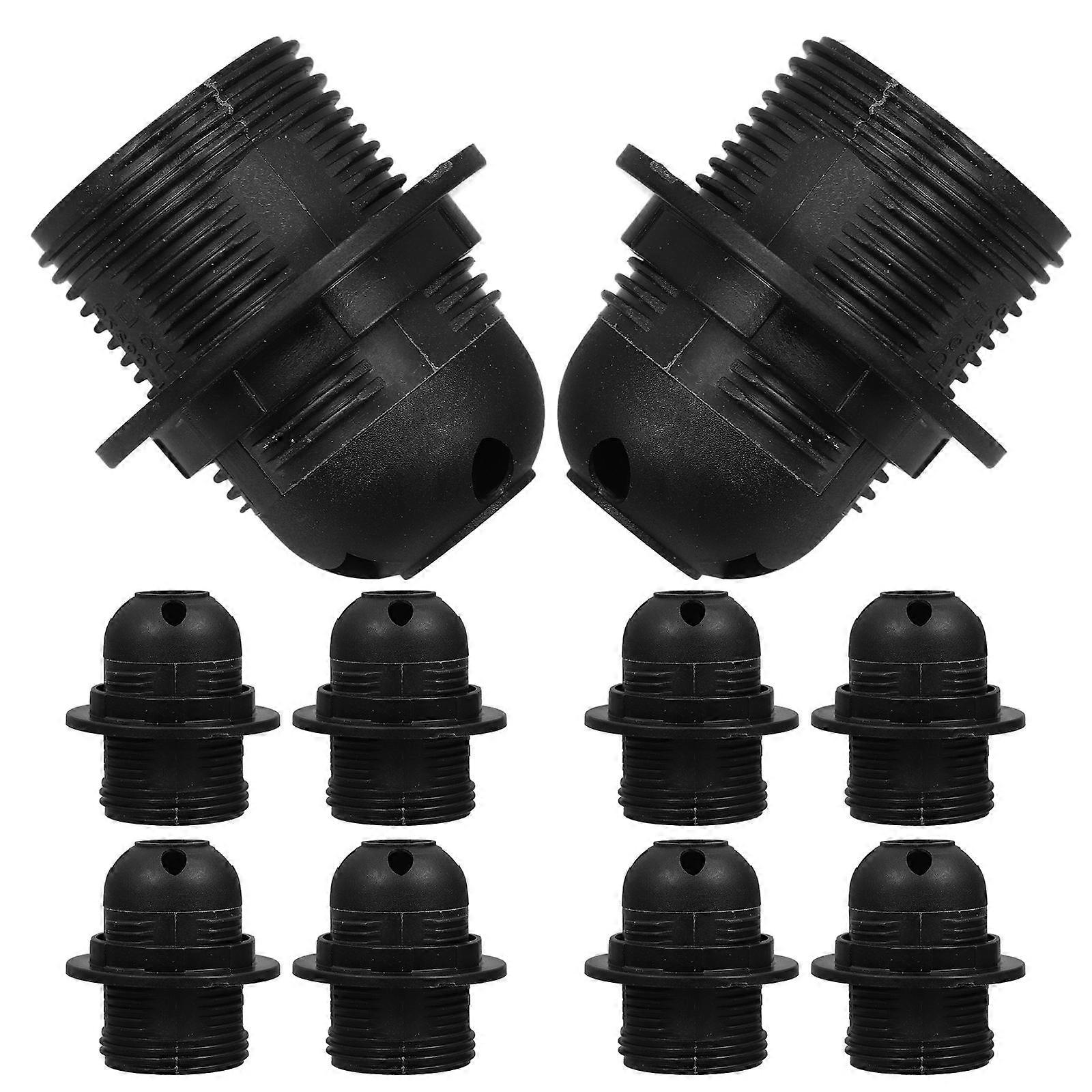 E27 Threaded Lamp Holder for Home Use 10Pcs Black Light Socket Adapter