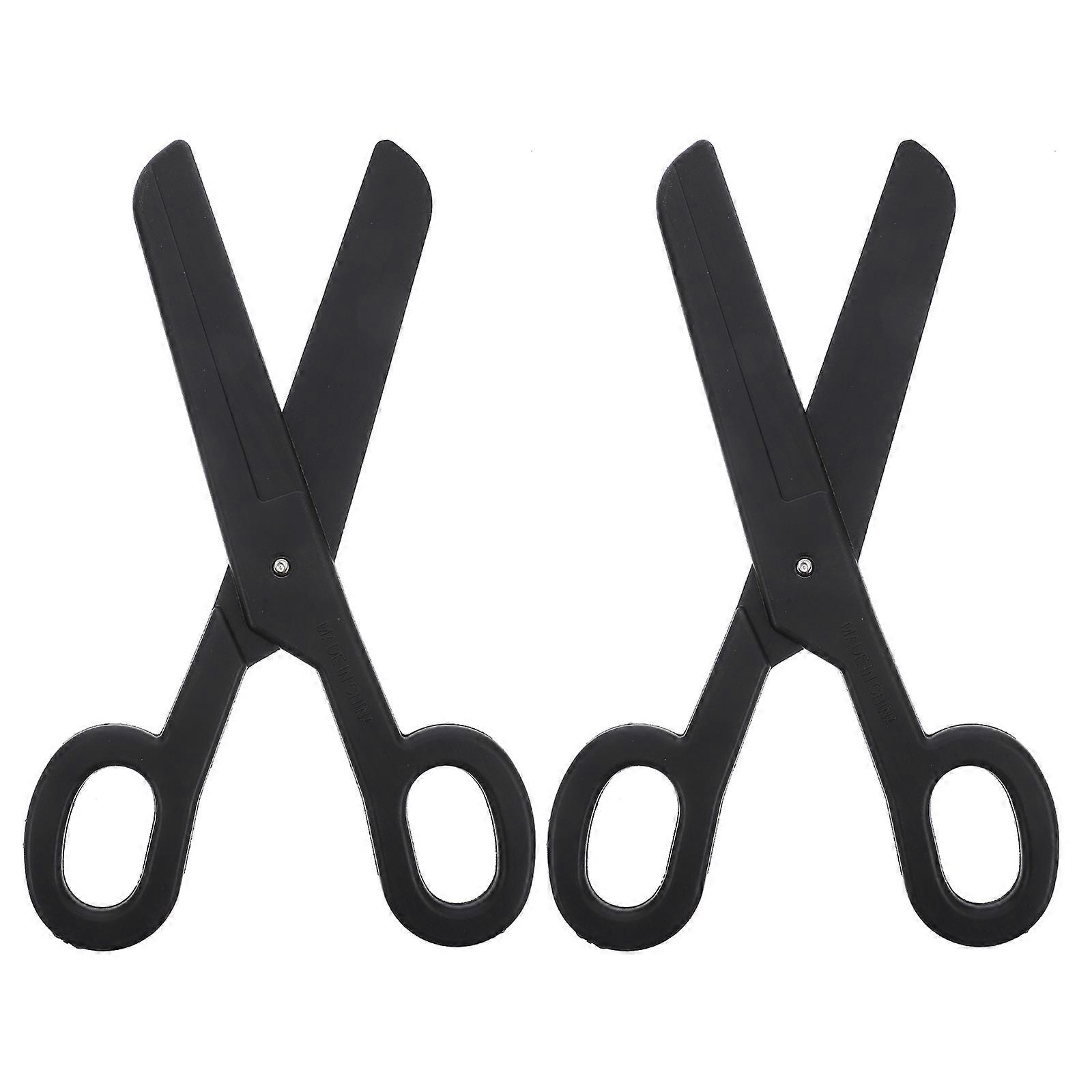 2Pcs Plastic Fake Scissors Prop for Circus Theme Performances Black