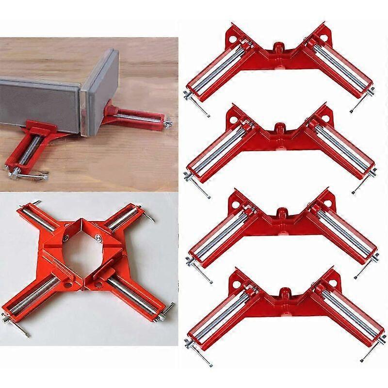 90 Right Angle Clamp 4 Pcs, Adjustable Angle Woodworking Vise Set, Red Angle