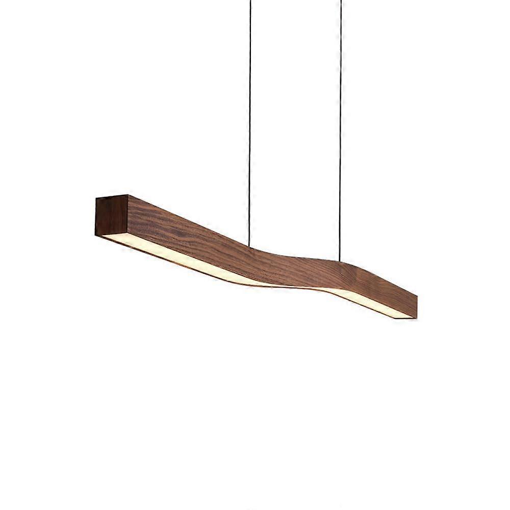 LED Linear Pendant Light with Remote, Wood Grain Dimmable Adjustable Dining Room Kitchen Island 90cm