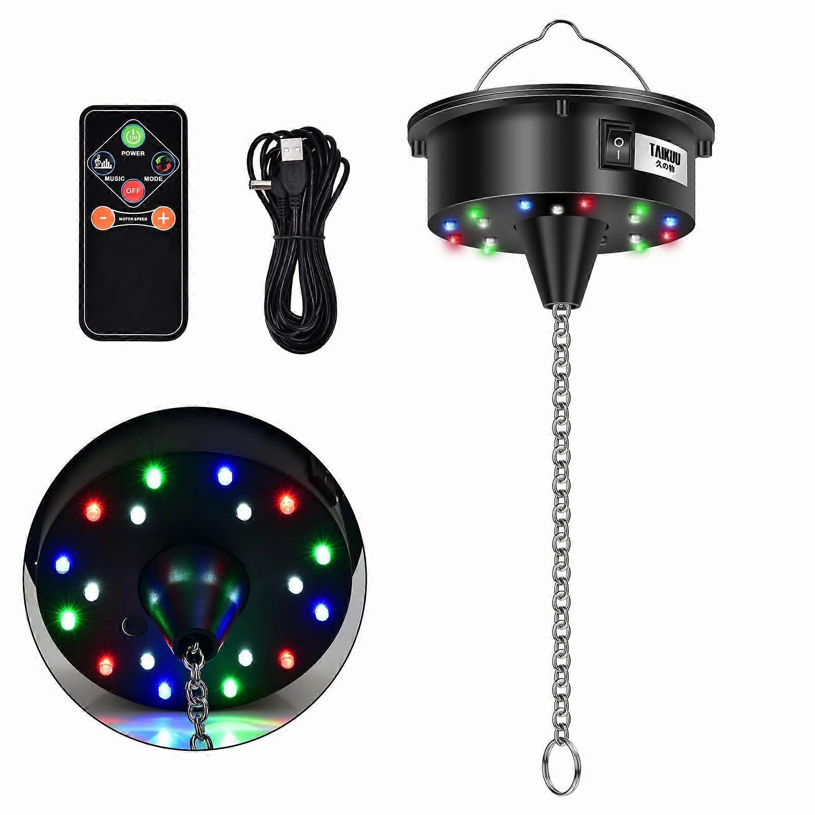 Disco Ball Motor with Remote and Lights, Adjustable 612RPM for 524' Mirror Balls, USB Powered for Party, DJ, Holiday Decor