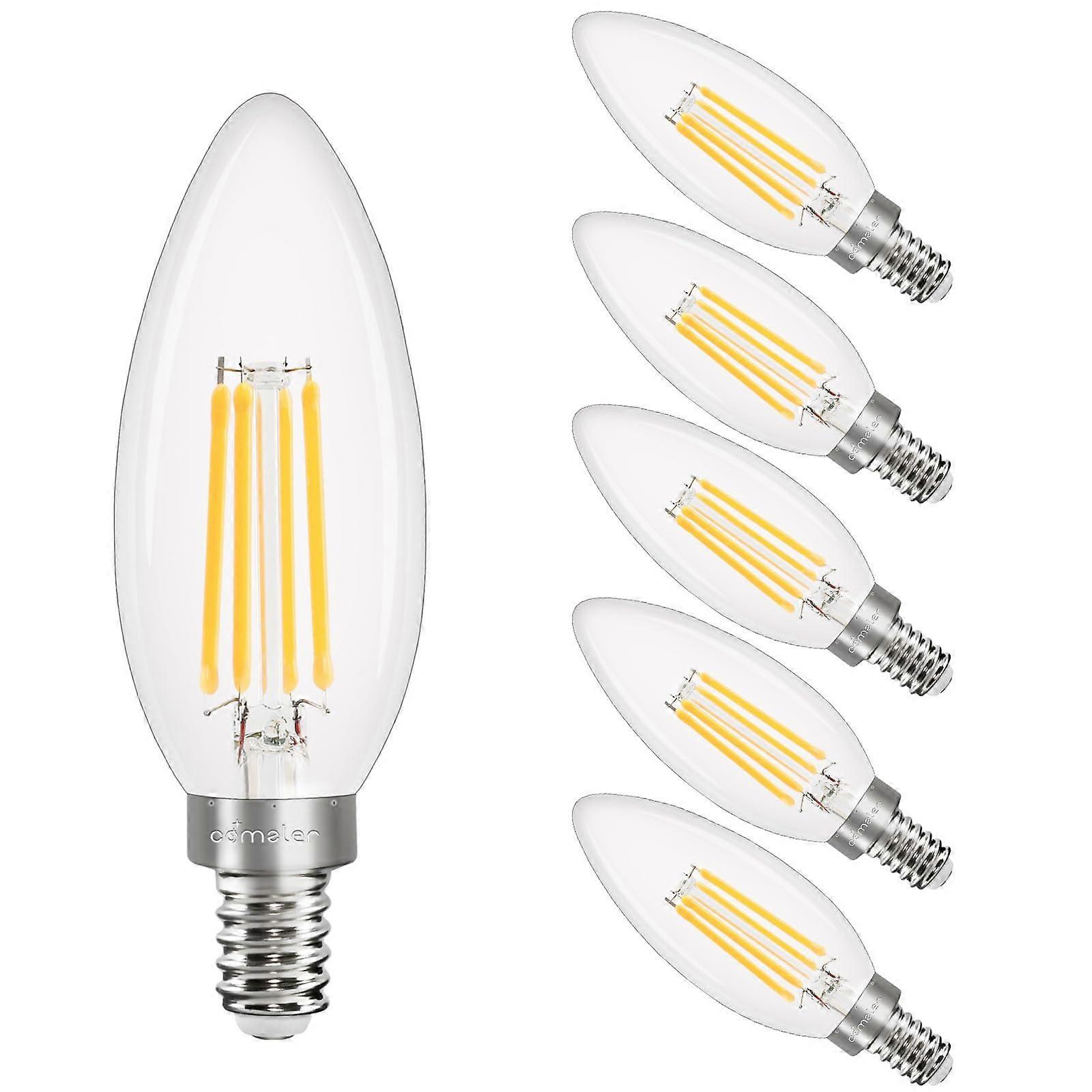 Dimmable E12 LED Candelabra Bulbs 3000K Soft White 40W Equivalent Vintage Candle Design 6 Pack