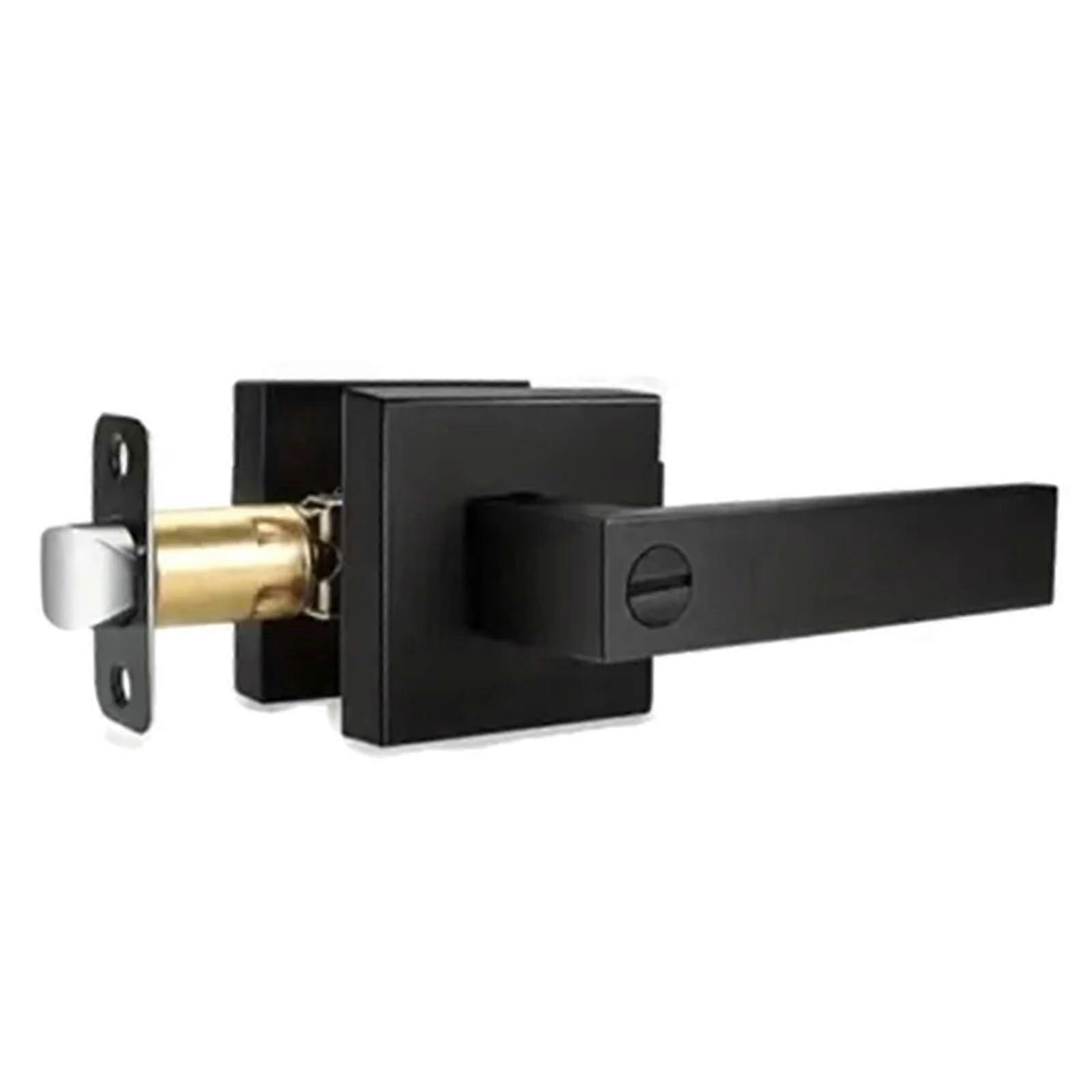 Modern Matte Black Privacy Door Handle Lever with Lock for Bedroom and Bathroom