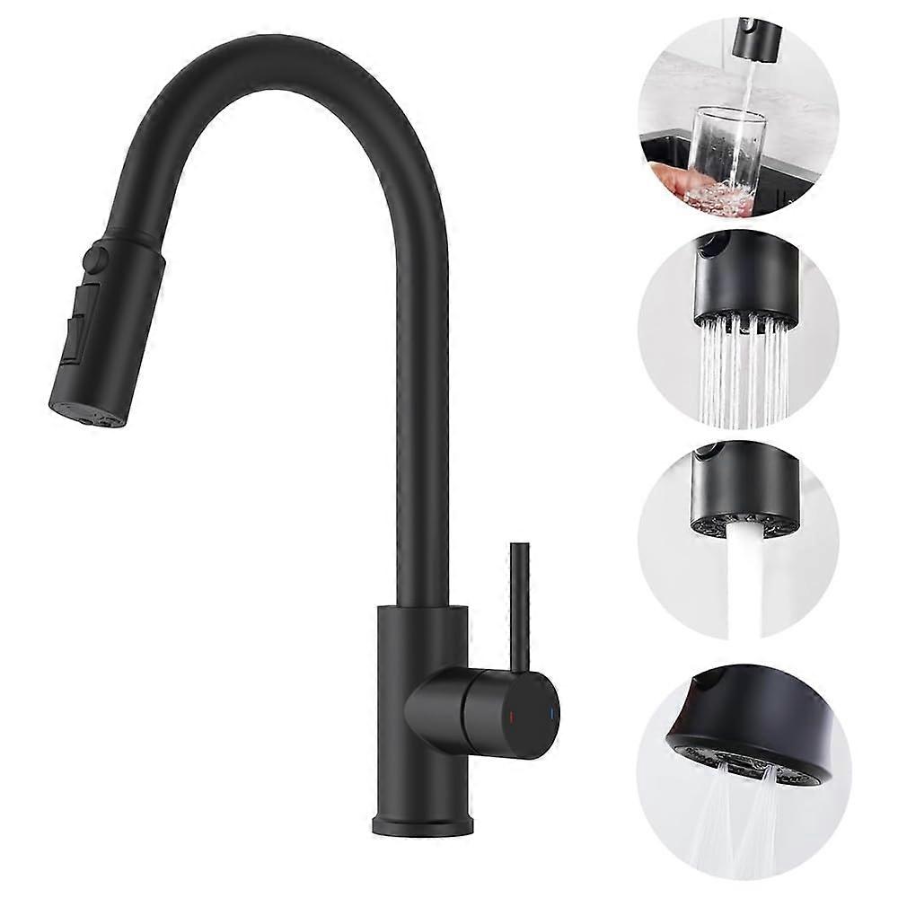 Matte Black 3 in 1 Kitchen Faucet with Water Filter, Pull Down Sprayer, 4 Modes, Single Handle