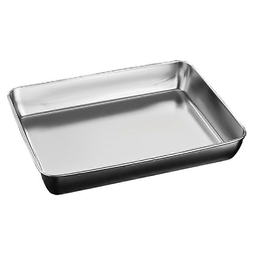 Stainless Steel Rectangle Dinner Plate 30.5cm MultiUse Serving Tray for Home and Cafeteria