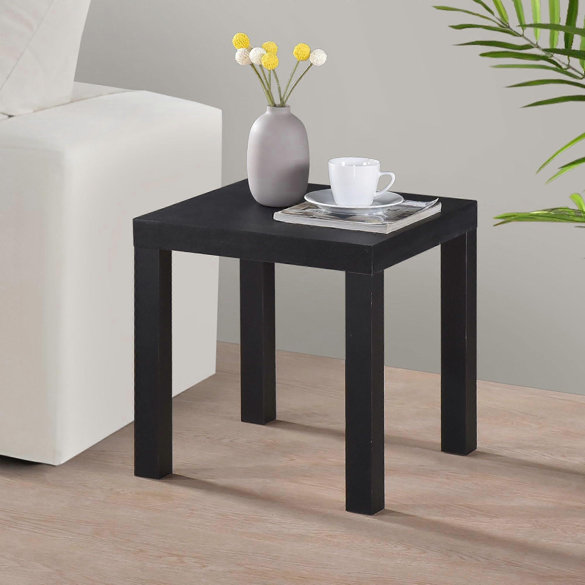 Modern Square End Table – Black Minimalist Side Table for Bedroom, Living Room and Office