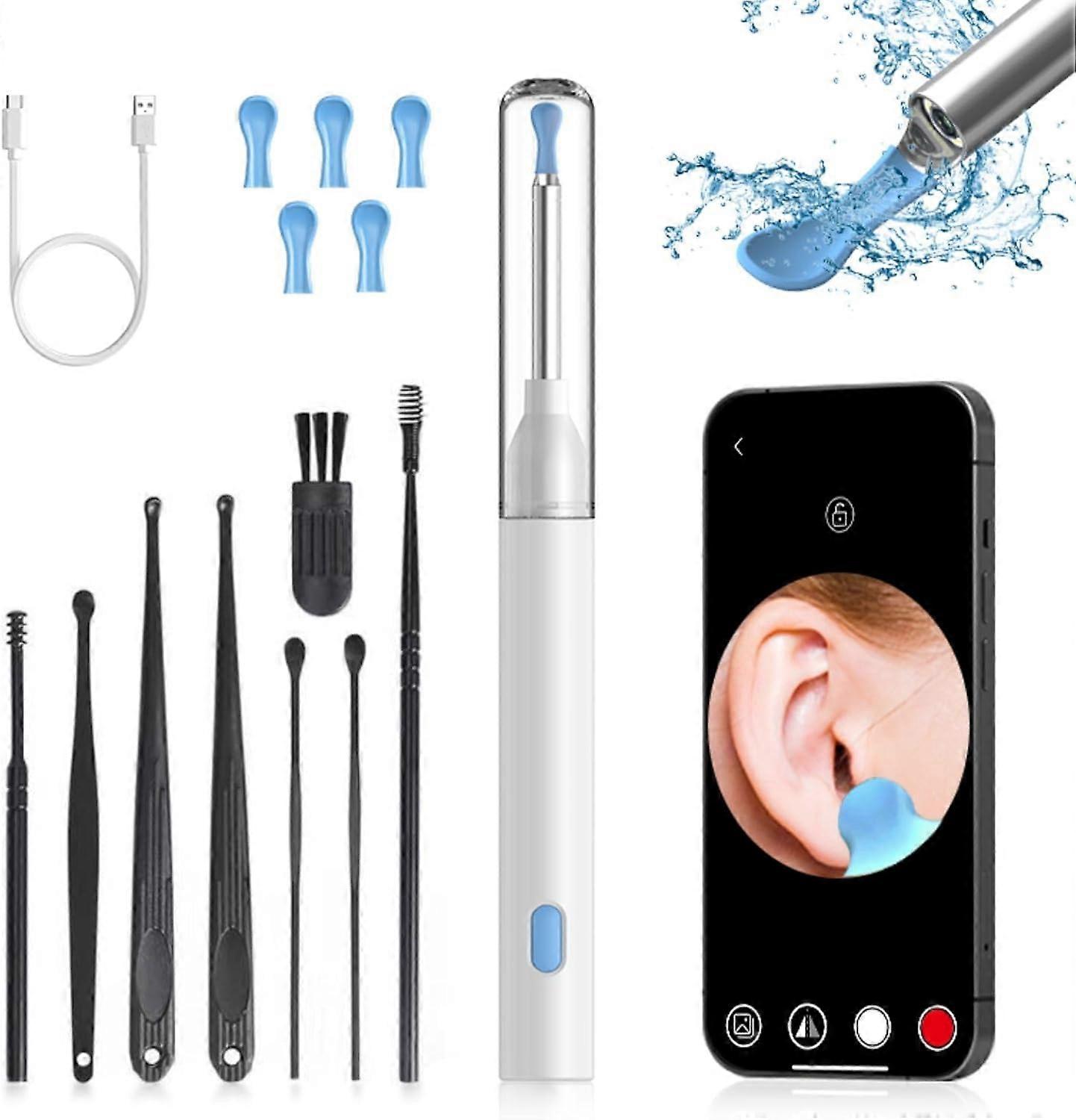 Ear Wax Removal Tool with HD 5MP Camera and 6 LED Lights, Silicone Tips, for iOS and Android