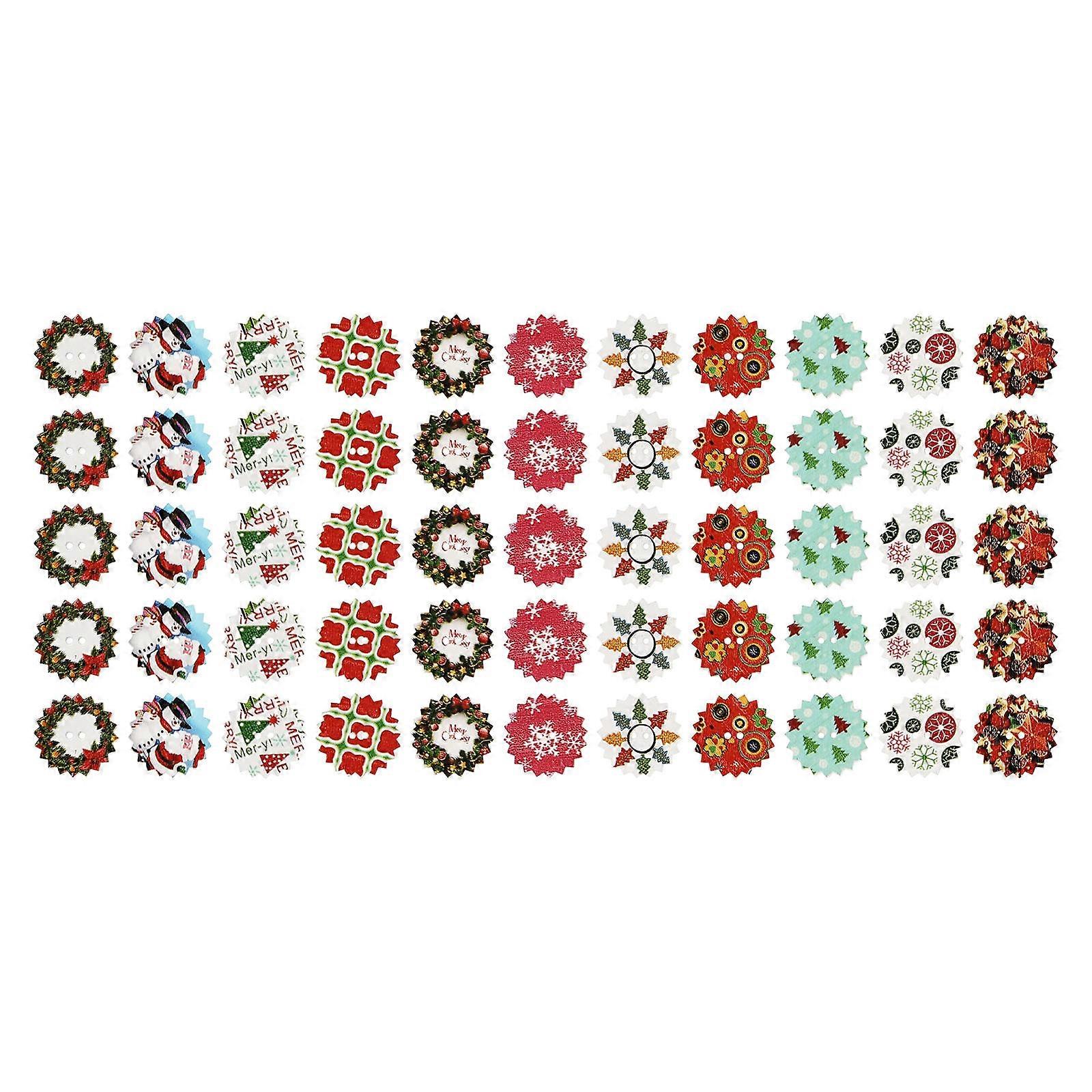 Decorative Wooden Buttons for Xmas 100Pcs Creative DIY Holiday Gear