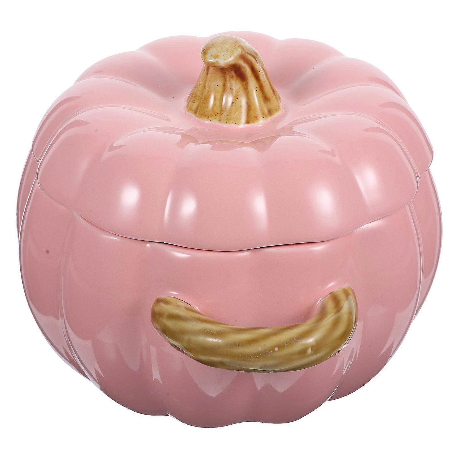 Pumpkin Ceramic Bowl With Lid Double Handles Steaming Kitchen Use 1Pcs