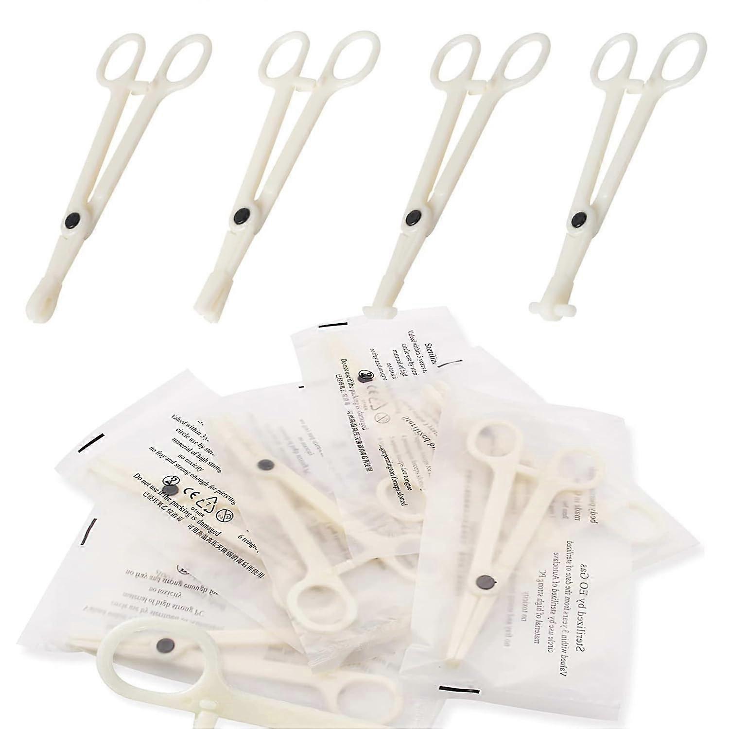 20 Pack Disposable Piercing Clamps with AutoLock Teeth, Hygienic Forceps for Professional Use