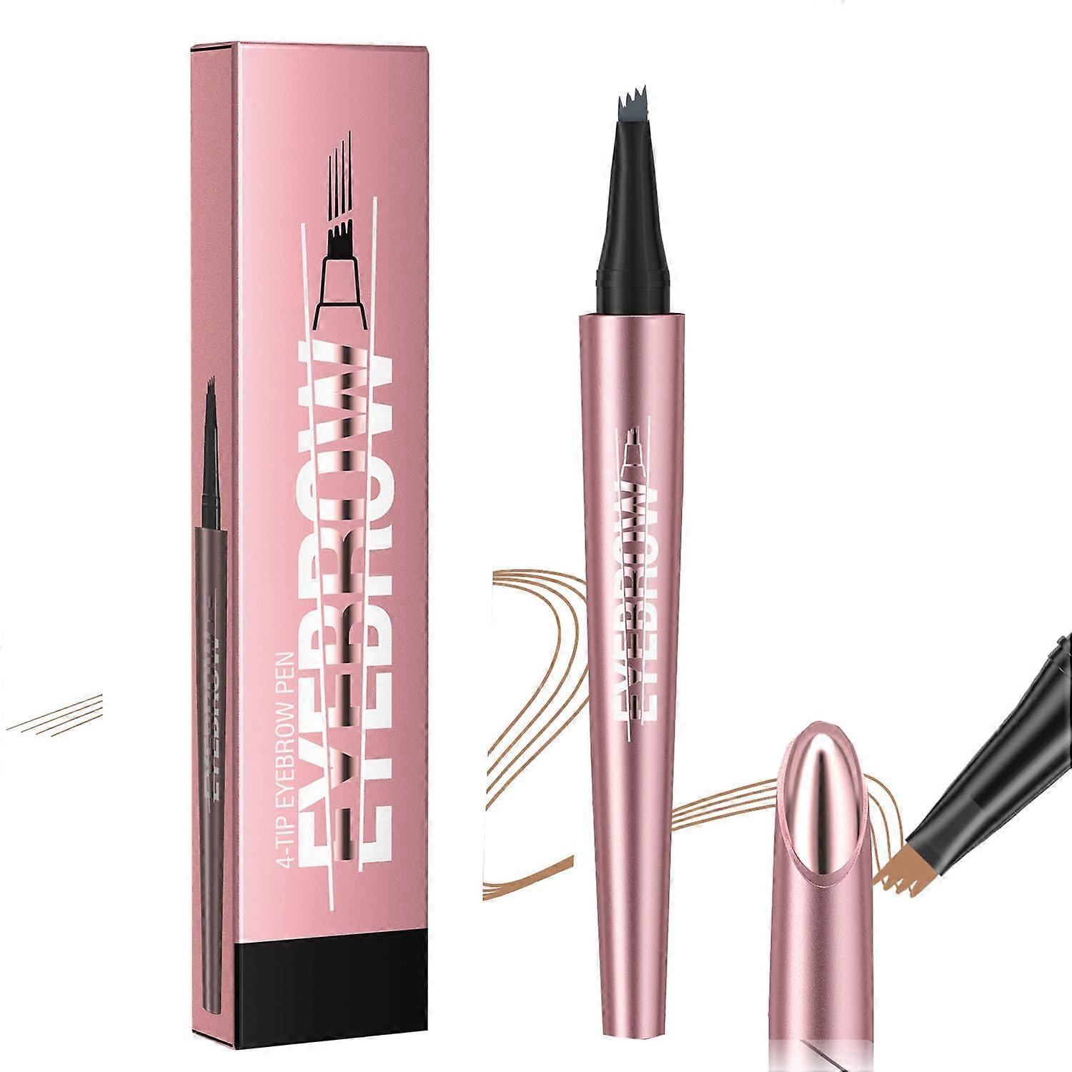 Microblading Eyebrow Pen with 4 Prong Microfork Tip, Waterproof Long Lasting Brow Pencil Dark Chestnut