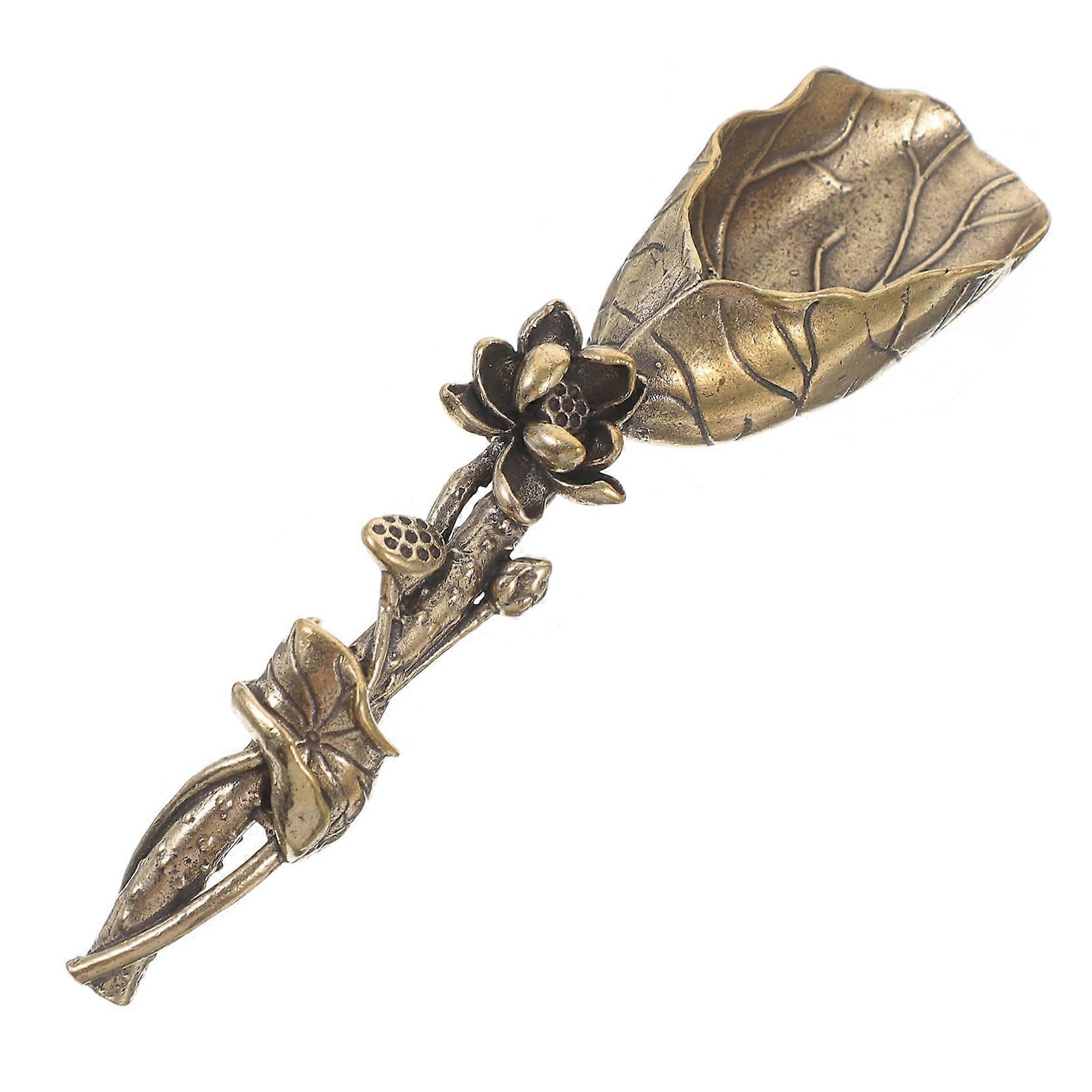 Copper Tea Scoop Lotus Style Mini Spoon for Spices Coffee Elegant Compact Kitchen Accessory