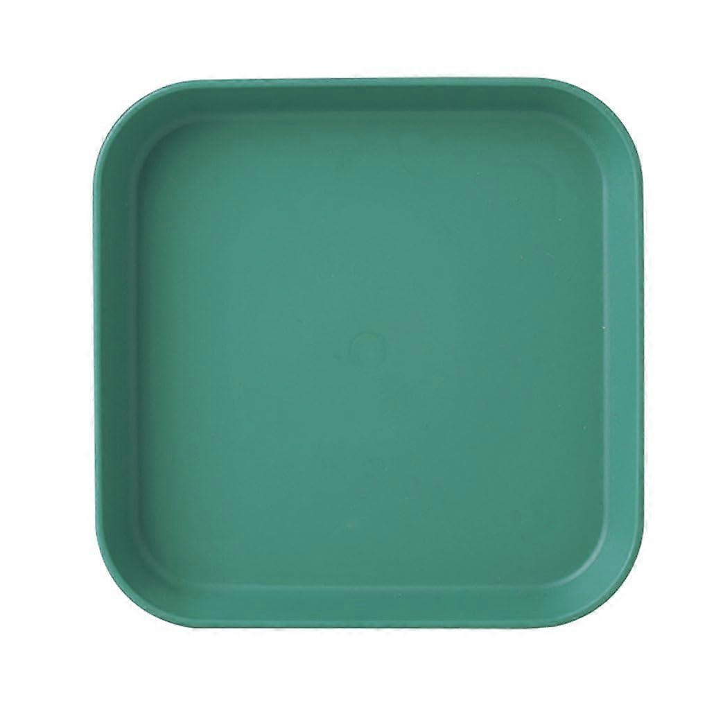 Plastic Food Serving Tray with Compartments for Easy Bone Disposal, Square Solid Color Platter Green