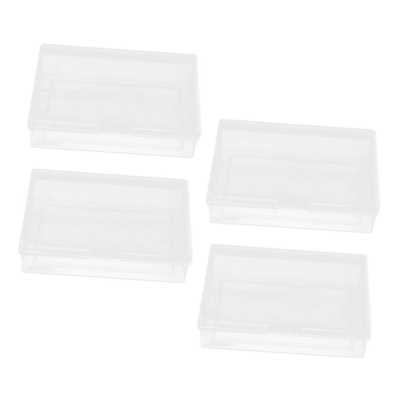 4Pcs Transparent Playing Card Storage Box Compact Stackable Holder Case for Game Cards and Collectibles