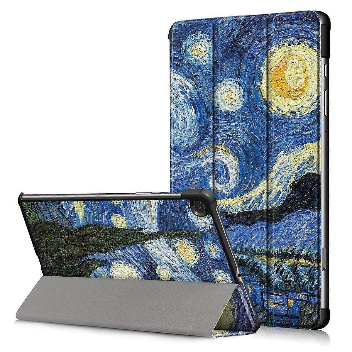Patterned Tri-fold Stand Leather Smart Protective Tablet Case for Samsung Galaxy Tab S6 Lite (2020) 